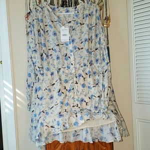 NWT FP long sleeve cream floral dress